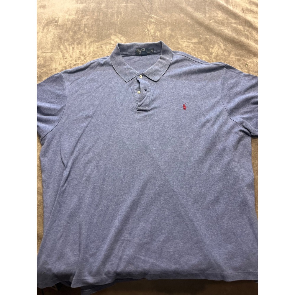 Polo‎ Ralph Lauren Men's Big & Tall Blue Heathered Short Sleeve Polo Shirt 3XB
